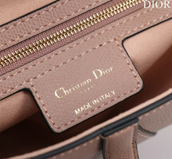 CD Saddle Bag with Strap Blush Pink Grained Calfskin