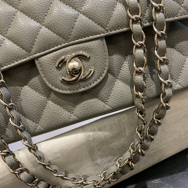 flap bag medium 25 dark grey caviar shw