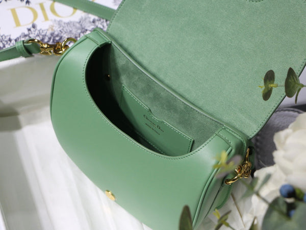 MEDIUM CD BOBBY 22CM BLUE GREEN CALFSKIN GOLD HARDWARE