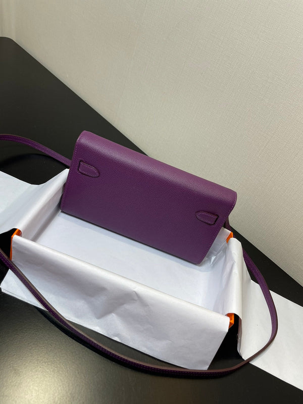 kelly woc 20.5 purple epsom silver hardware