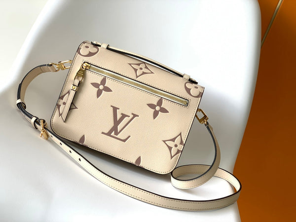 LV Pochette Métis Brown Beige Monogram Embossed Empreinte Leather