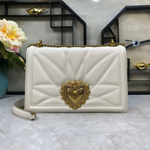 large devotion 26 shouder bag white cafskin