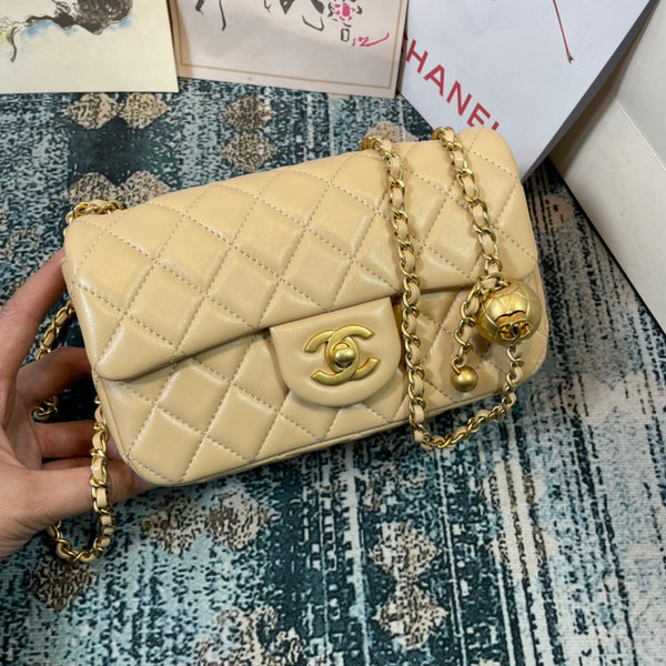 CC 26s Flap Bag 20 In Light Beige Lambskin