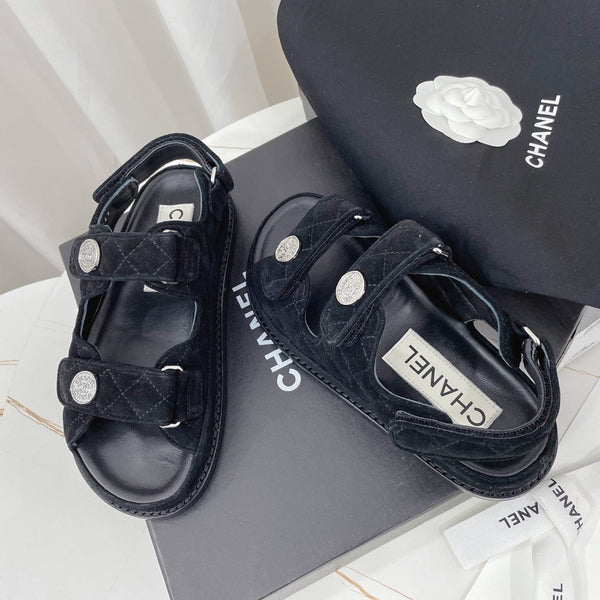 CC Dad Sandal Black Suede Leather 742947
