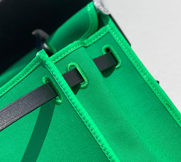 Herbag 31 Toile Green Canvas Black Cowhide Leather