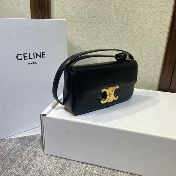 classic triomphe 20 black calfskin leather strap gold hardware