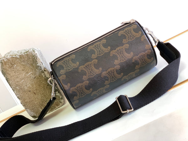 CYLINDRICAL 22 BAG BLACK BROWN COWHIDE