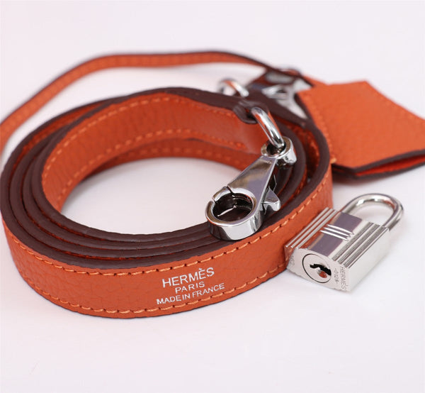 HM KELLY BAG 28 ORANGE TOGO SILVER HARDWARE