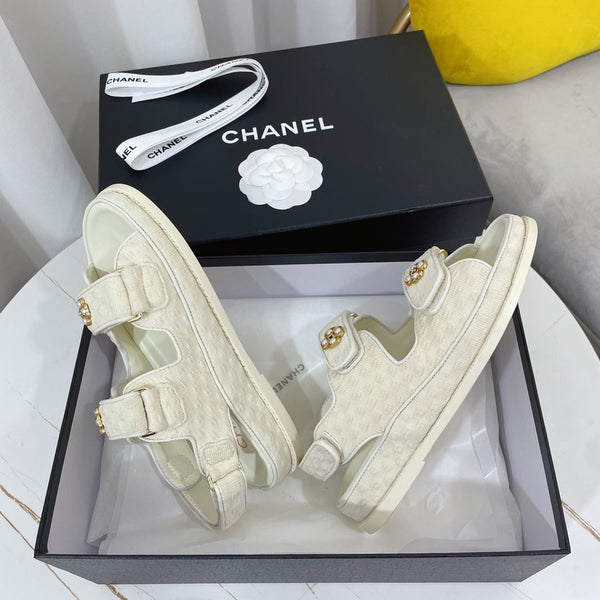 CC 26s Sandals White Textured Fabric