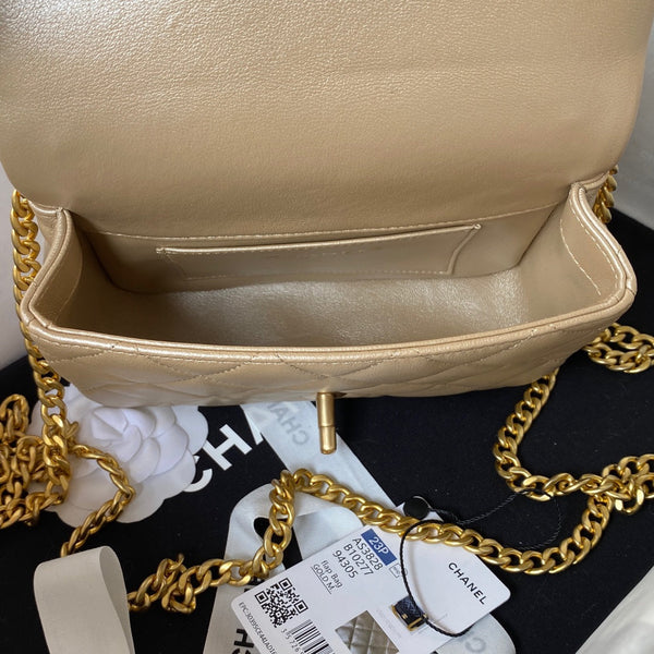Flap Bag 19cm Gold Lambskin Gold Hardware