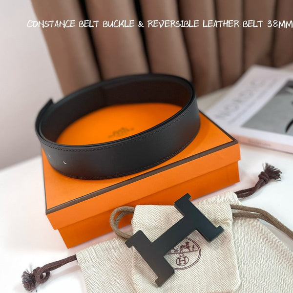 HM CONSTANCE BELT BUCKLE & REVERSIBLE BLACK LEATHER STRAP 38MM