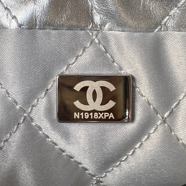 CC 24S Hobo 22 Bag 20cm Silver Metalic Lambskin