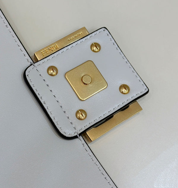 Baguette 27cm White Lambskin Gold Hardware