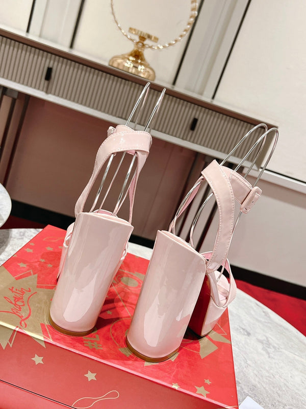 CL Loubi Bee Alta Sandal 13cm Pink Leather 825355