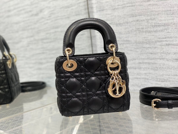 micro lady 12 black lambskin ghw
