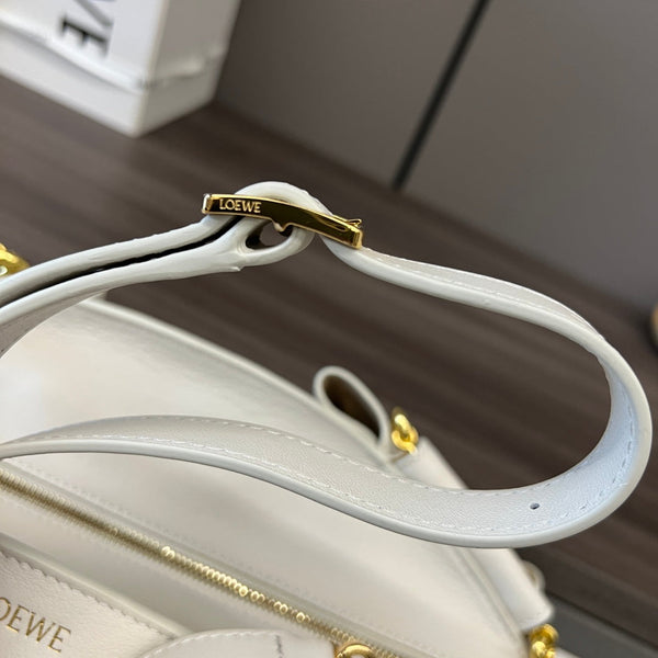 Loewe Small Paseo Chain Shoulder Bag White Calfskin
