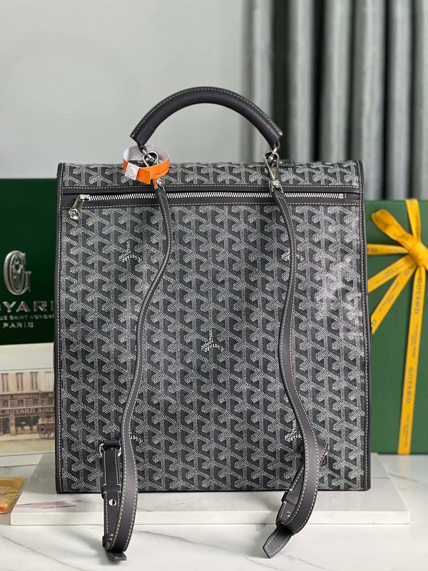 SAINT LÉGER BACKPACK 35 IN BLACK GOYARDINE CANVAS AND CALFSKIN WITH CARTOON PATCH