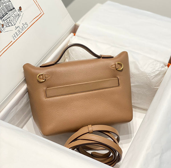 HM Mini 24 Sur 24 Bag 21cm Brown Swift Cowhide Gold Hardware 250274