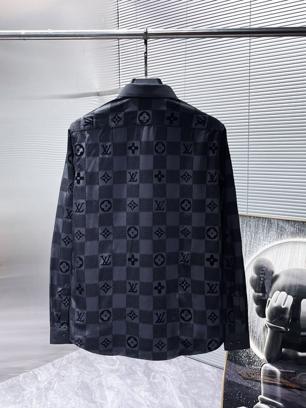 LV LONG-SLEEVED SHIRT IN BLACK DAMIER COTTON 238803