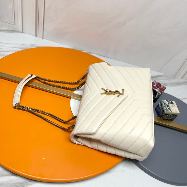 YSL Large Loulou Bag 31cm White Lambskin