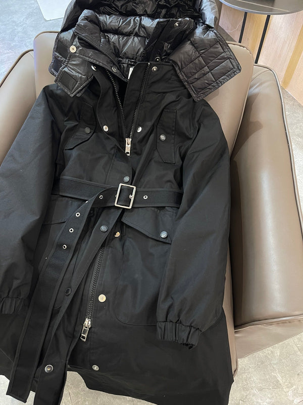 Burberry 25 Trench Coat Two-piece Set Black Cotton Down Nylon