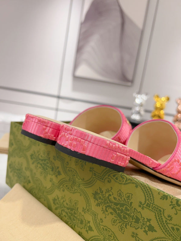 GG CHUNKY SLIDE SANDAL BRIGHT PINK CALFSKIN