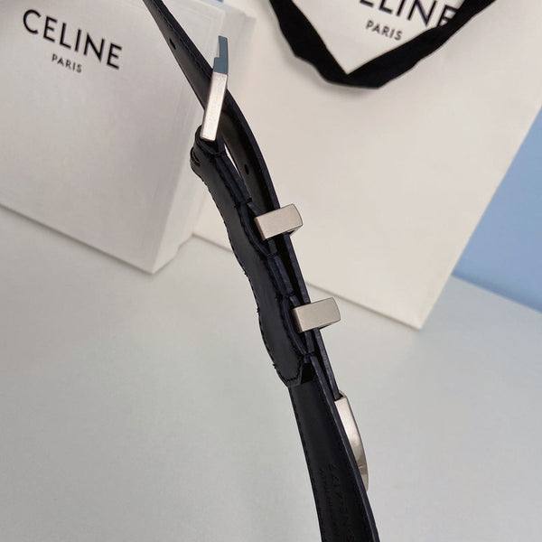 Medium Spike Belt 25mm Black Calfskin Loop Silver Silver Finishing