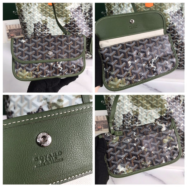 SAINT LOUIS GM BAG 40 IN GREEN MIX BLACK GOYARDINE CANVAS
