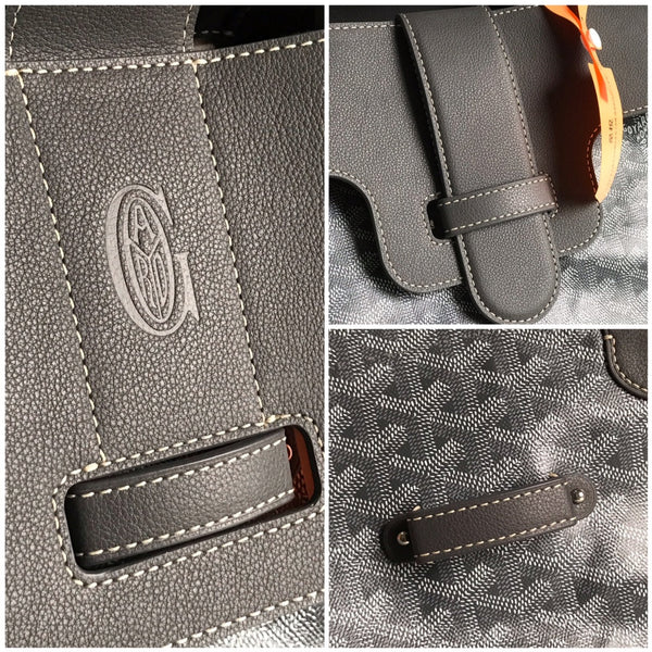 SAIGON SOUPLE BAG 34 IN GREY GOYARDINE CANVAS AND CALFSKIN