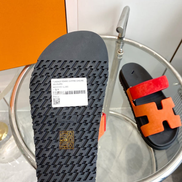 Chypre Sandal Orange Chapas / Red Suede
