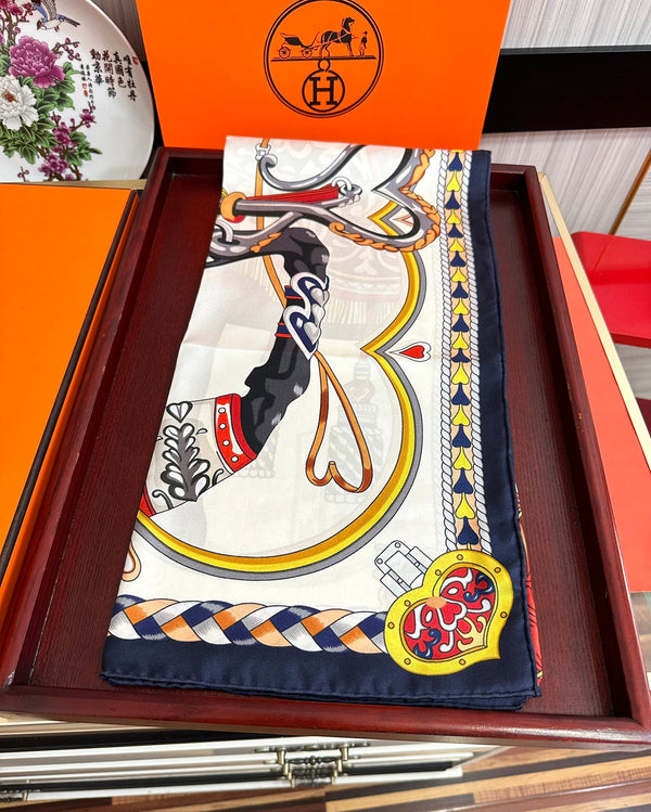 Carré Harnais De Cœur Scarf 90 CM In Colorful Silk 236222