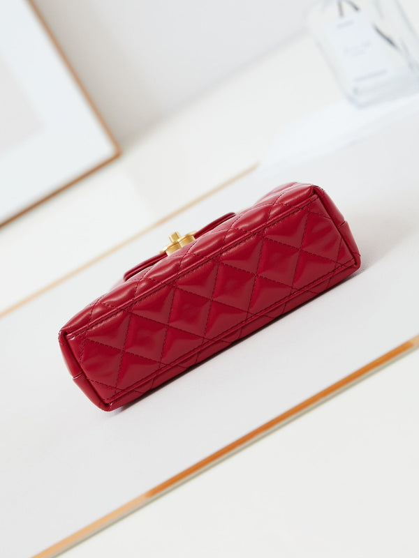 cc 24a nano 19cm kelly shopper bag red lambskin