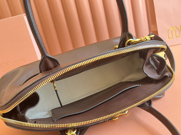 Briarwood Aventure Nappa Leather Top-handle Bag 33cm Chocolate 231061