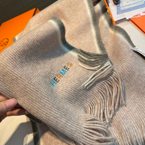 Scarf 180 CM Beige Mix Grey White Cashmere Knit 398251