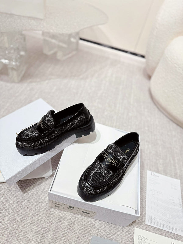 CD Boy Platform Loafer In Black Tweed Fabric 988792