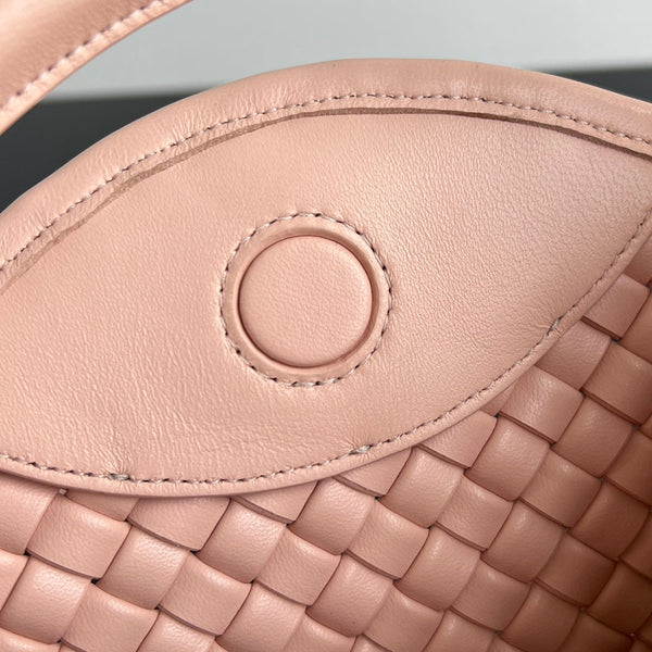 BV Small Cobble Top Handle 23cm Pastel Pink Lambskin
