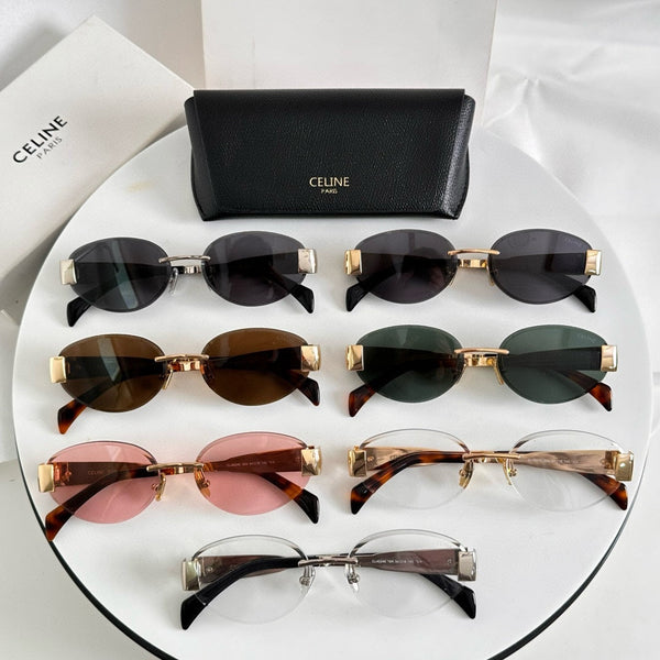 TRIOMPHE OVAL SUNGLASS CL40240l IN METAL