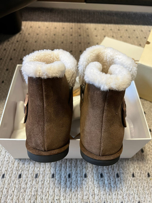 The Row 2025 Ankle Boot Brown White Suede Wool 561621