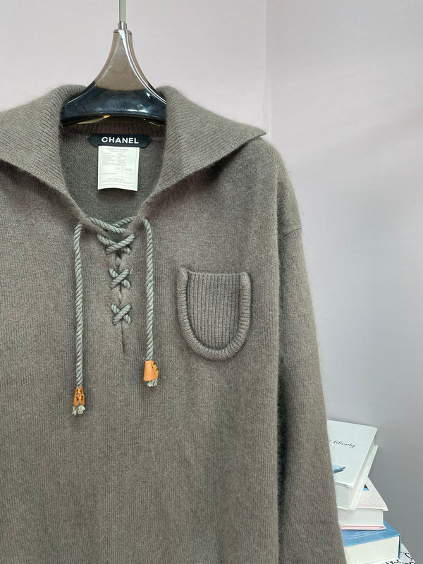 Chanel 2025 Knit Sweater Dark Gray Cashmere