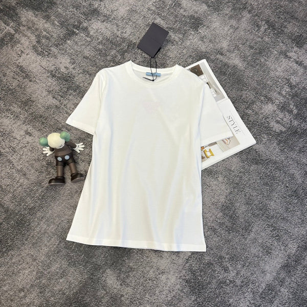 Prada Embroidered-Triangle Jersey T-shirt Cotton 350636