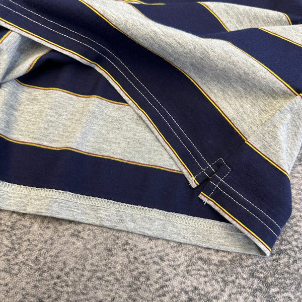 Miu SS26 Polo T-Shirt Striped Black Grey Cotton 350879
