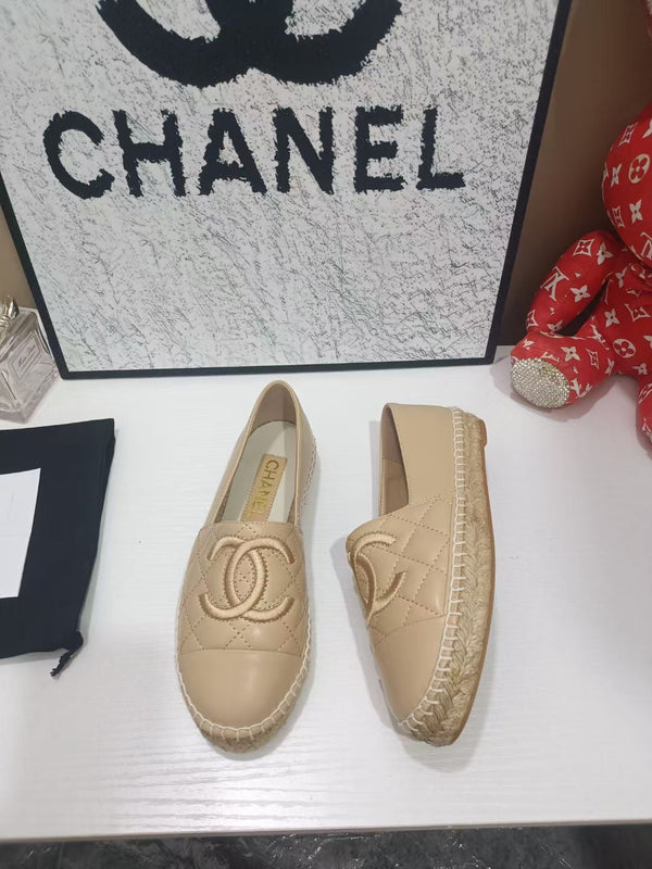 Chanel 26s Espadrille Loafers In Beige Calfskin With Rope Sole