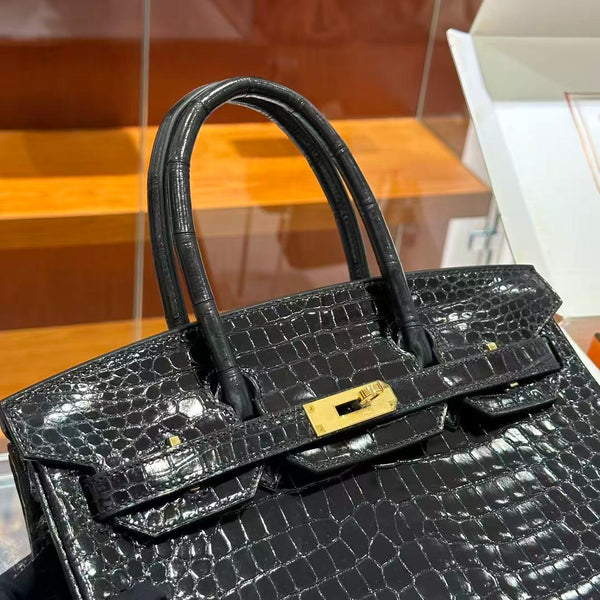 HM Birkin 30 Bag Black Shiny Crocodile Leather GHW (12 days of production)
