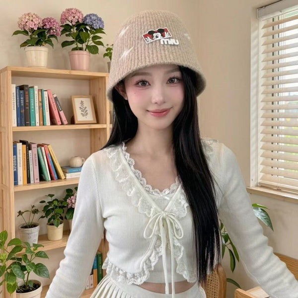 Miu Wool Bucket Hat With Cartoon Character 477554
