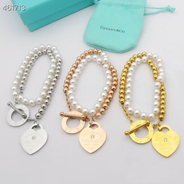 RETURN TO TIF HEART TAF BEAD PEARL BRACELET