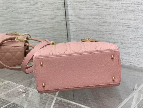 CD MEDIUM LADY 24 BLUSH CANNAGE LAMBSKIN