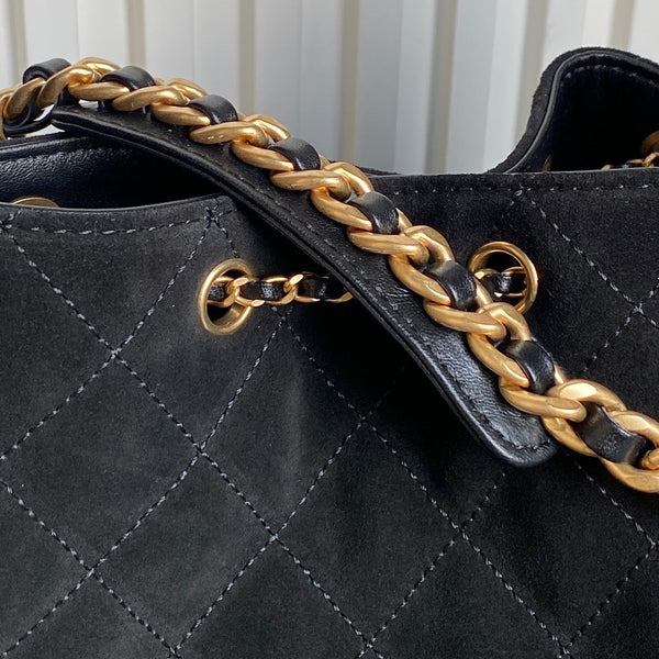 25C Hobo Bag 30cm Black Deerskin