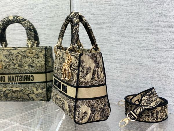 medium lady 24 black beige canvas