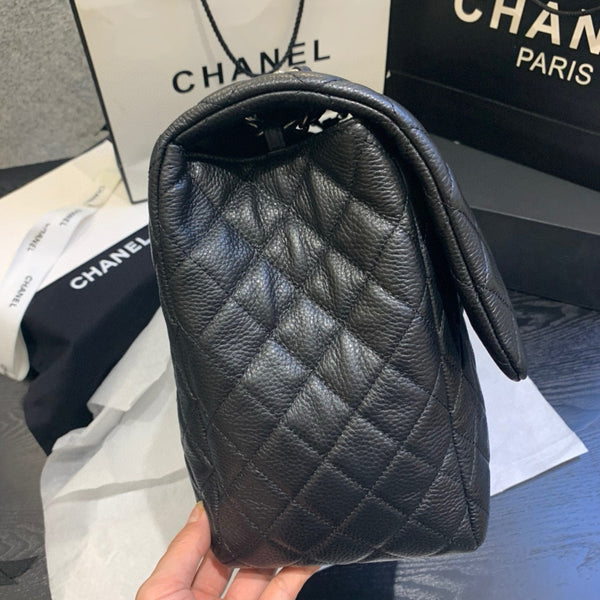 CC TRAVEL TOTE 46CM BLACK COWHIDE SILVER HARDWARE