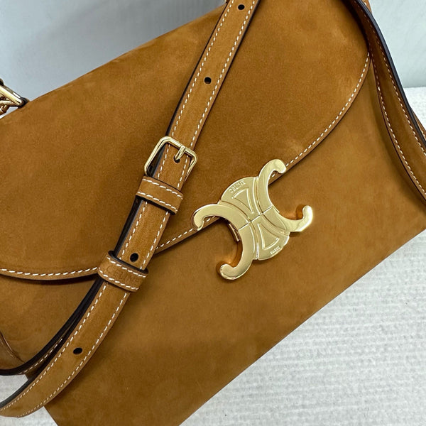 Nino Teen Medium 25 Bag In Camel Brown Suede Calfskin